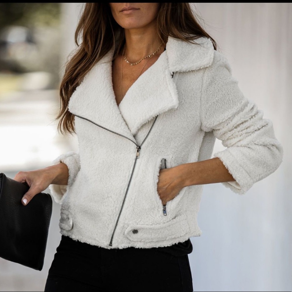 Sherpa Moto Jacket- Ivory